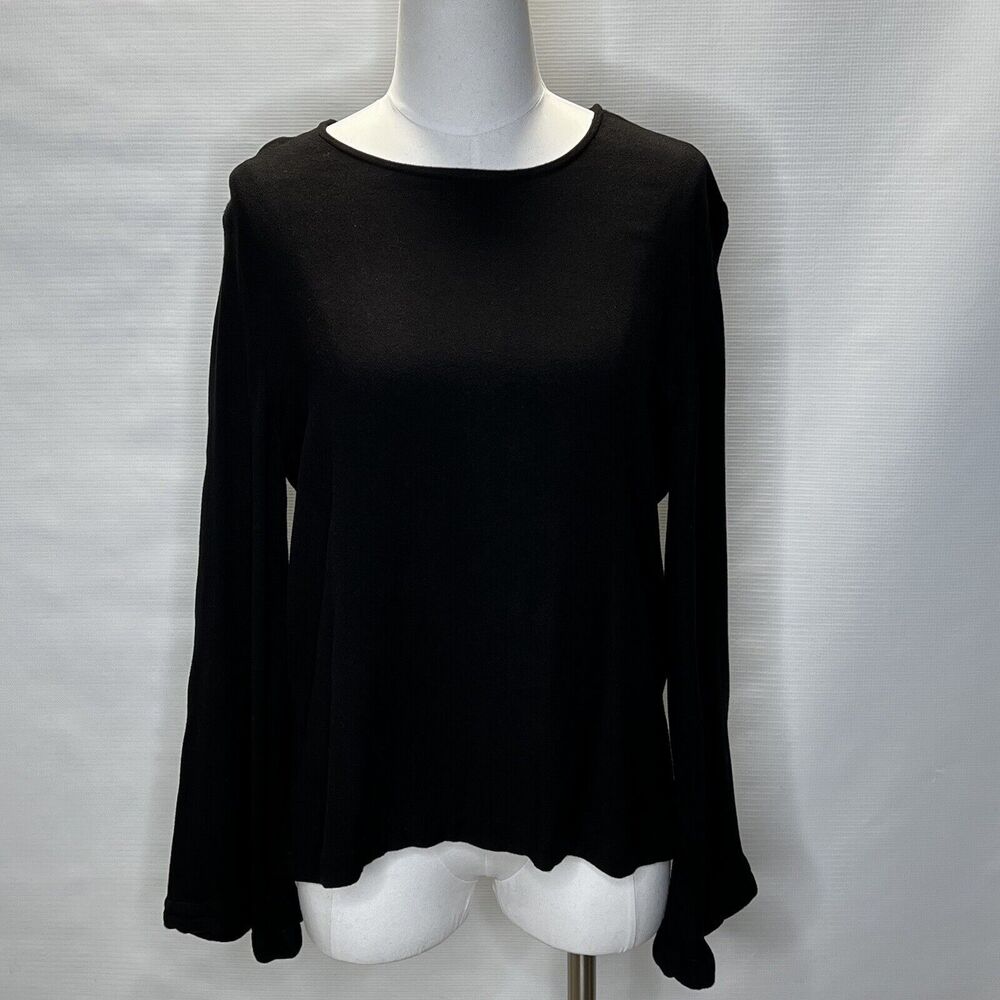 Cloth and Stone Womens Size Medium Black Top Shirt Bell Sleeves Anthropologie